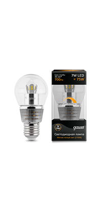 HA105202107-D Gauss LED Globe-dim Crystal Clear 7W E27 2700K Лампа светодиодная "шар" (уп.10шт.) HA105202107-D - фото 617134