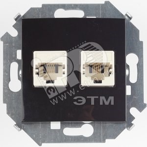 1591593-032 Розетка компьютерная двойная RJ45 кат.5е черная (уп.20шт.) Simon Electric 1591593-032 - фото 617144