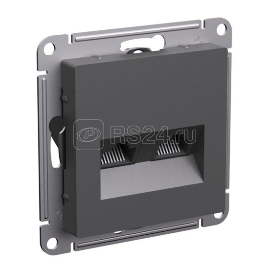 ATN001485 AtlasDesign Механизм розетки двойной компьютерной RJ45+RJ45, Cat.5e, базальт (уп.5шт.) Systeme Electric (Россия) ATN001485 - фото 617152