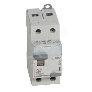411504/08909 ВДТ(УЗО) DX³-ID 2П 230В~ 25А тип AC 30мА 2 модуля Legrand (Франция) 411504 - фото 617332