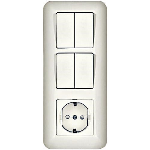 BK2VR-006B-B Prima С/У Блок: Розетка с/з и шторками 16А, 250В + выключатель 2кл. + выключатель 2кл., белый (уп.27шт.) Schneider Electric BK2VR-006B-B - фото 617633