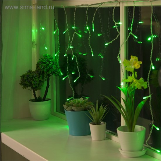 3556850 Гирлянда "Бахрома", 3 х 0.5 м, LED-80-220V, 8 режимов, нить прозрачная, свечение зелёное 3556850 - фото 617663