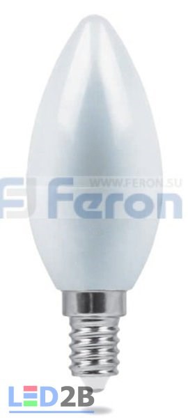 25400 LB-72 8LED(5W) 230V E14 2700K свеча Лампа светодиодная (уп.10/100шт.) FERON 25400-1 - фото 618110