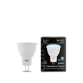 132517203 Gauss LED D35*45 3W MR11 GU4 4100K Лампа светодиодная (уп.10/100шт.) 132517203 - фото 618166