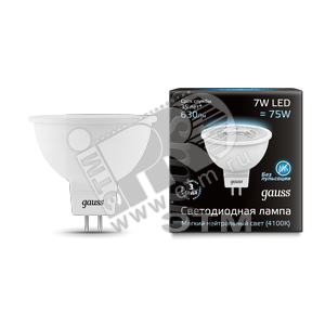 101505207 Gauss LED 7вт 220в GU5.3 белый Лампа светодиодная (уп.10шт/10шт) 101505207 - фото 618463
