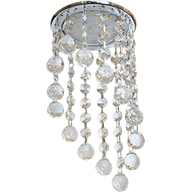 FA53RVECB Ecola GX53 H4 5344 Glass Круглый с большими хрусталиками на подвесе "под скос" Прозрачный /Хром 225x110 (к+) Светильник встр. (уп.5/30шт.) FA53RVECB - фото 618716