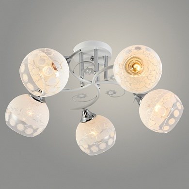 Люстра XA1388A/5 WH+CR белый/хром 5х60W E27 d560 h240, HN22 Росток 988027109 - фото 618754