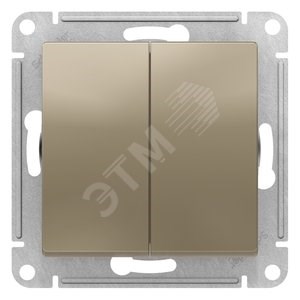 ATN000551 AtlasDesign Механизм выключателя двухклавишного (сх.5), шампань (уп.10шт.) Systeme Electric (Россия) ATN000551 - фото 618788