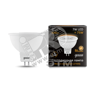 101505107 Gauss LED 7вт 220в GU5.3 теплый Лампа светодиодная (уп.10шт/10шт) 101505107 - фото 618828