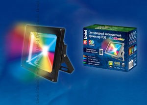 ULF-S01-20W/RGB/RC IP65 110-240В Прожектор светодиодный с пультом ДУ, RGB, серый (уп.16шт.) UNIEL ВЫВЕДЕН ИЗ АССОРТИМЕНТА ULF-S01-20W/RGB/RC - фото 618971