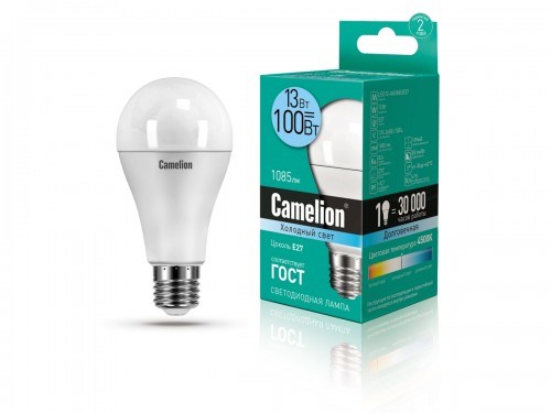 LED13-A60/845/E27 Светодиодная лампа 13Вт 220В (уп.10/100шт.) Camelion LED13-A60/845/E27 - фото 619053