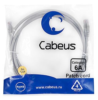 PC-UTP-RJ45-Cat.6a-2m-LSZH Патч-корд  U/UTP, категория 6а (10G), 2xRJ45/8p8c, неэкранированный, серый, LSZH, 2м Cabeus PC-UTP-RJ45-Cat.6a-2m-LSZH - фото 619061