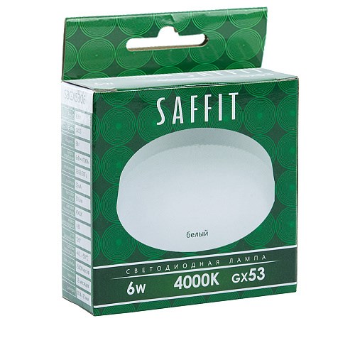 55195 Saffit SBGX5306 GX53 LED 6Вт GX53 4000К 510Лм таблетка 220В (замена 50Вт) Лампа светодиодная (уп.10/100шт.) FERON (Китай) 55195 - фото 619091