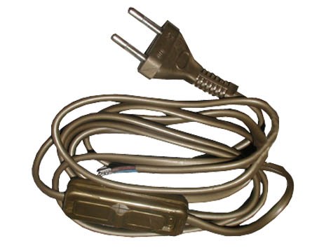 H03VVH2-F 2x0,5 (OMYp) (SP/W) золото Кабель питания с выкл. 2х0,5мм² длиной 190см (уп.100шт.) Zamel H03VVH2-F 2x0,5 (OMYp)  ( - фото 619149