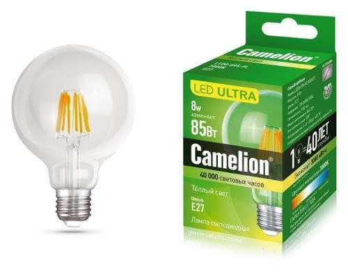 LED10-G95-FL/830/E27 Светодиодная лампа Filament 10Вт 220В ВЫВЕДЕН ИЗ АССОРТИМЕНТА LED10-G95-FL/830/E27 - фото 619158