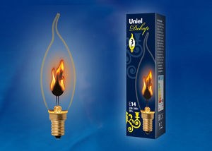 IL-N-CW35-3/RED-FLAME/E14 Лампа декоративная с типом свечения "эффект пламени" форма "свеча на ветру" (уп.100шт.) UNIEL (Китай) UL-00002982 - фото 619327