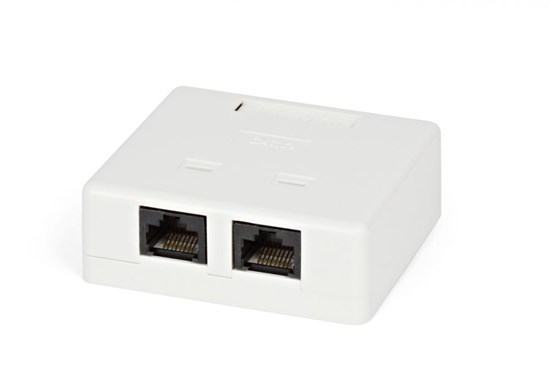 SB1-2-8P8C-C5e-WH/SB2-2-8P8C-C5e-WH Розетка компьютерная RJ-45(8P8C), Cat.5е, 2 гнезда, внешняя, Dual IDC Hyperline 430234 - фото 619474