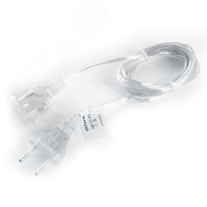 41659 DM303 прозрачный Сетевой шнур для гирлянд 5м, 2х0,5мм², IP20 (уп.100шт.) FERON (Китай) 41659 - фото 619504