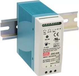 DRC-60B Источник питания с функцией UPS на DIN-рейку DC 27,6V 1,4A 59,34W MeanWell DRC-60B - фото 619545