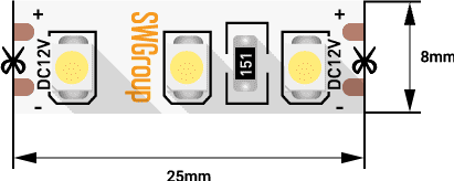 009466 SWG3120-12-9.6-B-M Лента светодиодная со скотчем 3М стандарт 3528, 120LED/м, 9,6Вт/м, 12В , IP20, Цвет: Синий, катушка 5м. SWG 009466 - фото 619747