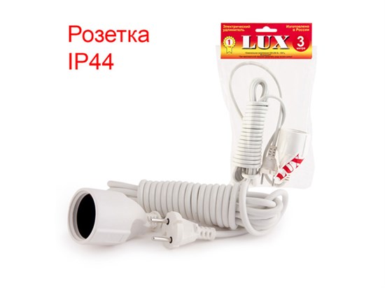 У-101-03 одноместный б/заз., 250В 10А, 3м Сетевой удлинитель (уп.50шт.) LUX 4606400419686 - фото 619825