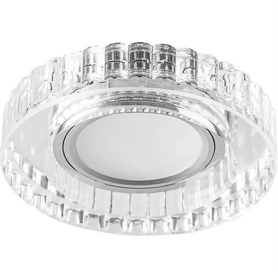 32662 CD985, 15LED*2835 SMD 4000K, MR16 G5.3, прозрачный хром Светильник встраиваемый с LED подсветкой FERON 32662 - фото 619840