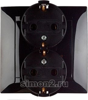 1590459-032 S15 Розетка двойная 2Р+Е Schuko, 16А, 250В, винтовой зажим, чёрный ВЫВЕДЕНА ИЗ АССОРТИМЕНТА 1590459-032 - фото 619891