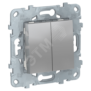NU521130 Unica new Механизм выключателя двухклавишного (сх.5) 10А, 250В, алюминий (уп.10шт.) Schneider Electric NU521130 - фото 619912