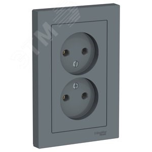 ATN000720 AtlasDesign Розетка двойная без заземления, грифель, в сборе (уп.6шт.) Systeme Electric (Россия) ATN000720 - фото 620076