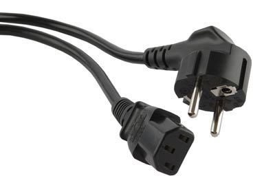 EU-Schuko IEC320 C13 Кабель питания с заземлением 3х0,75, 3м, черный  696603 - фото 620200