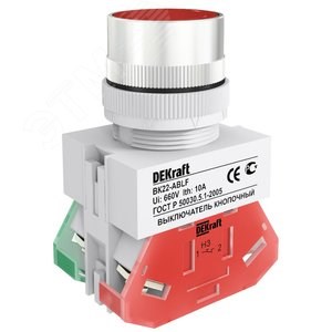 25014DEK ABLF ВК-22 Ø22мм 220В красная Кнопка (уп.10шт.) DEKraft (Китай) 25014DEK - фото 620238