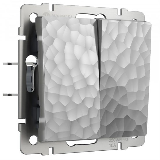 W1220006 Hammer Выключатель двухклавишный, серебряный (уп.10шт.) Werkel™ a052083-1 - фото 620394