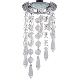 FA16RVECB Ecola MR16 CR1001 GU5.3 Glass Стекло Круг с продолговатыми хруст. на подвесе "под скос" Прозрачный / Хром 84x210 FA16RVECB - фото 620397
