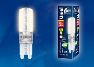 LED-JCD-5W/WW/G9/CL/DIM Лампа светодиодная диммируемая (уп.20шт.) UNIEL LED-JCD-5W/WW/G9/CL/DIM - фото 620419