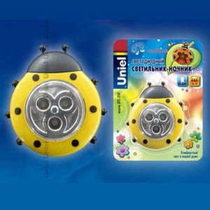 DTL-354 Божья Коровка/Yellow/3LED/3AAA ночник сенсорный  светодиод желтый на батарейках UNIEL DTL-354 Божья Коровка-1 - фото 620516