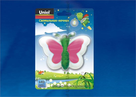 DTL-301 Бабочка Pink/3LED/0,5W ночник светодиодный Uniel DTL-301 - фото 620521