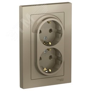 ATN000524 AtlasDesign Розетка двойная с заземлением, шампань, в сборе (уп.6шт.) Systeme Electric (Россия) ATN000524 - фото 620593