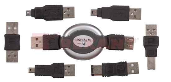 FD 18-1202 Набор USB удлинитель + 6 переходников REXANT (уп.10/100шт.) FD 18-1202 - фото 620648