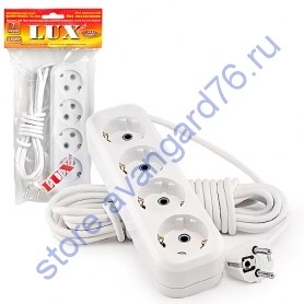 У4-Е-03 Удлинитель 4 гнезда с заземлением, 3 метра (уп.25шт.) LUX (Китай) 4606400414742 - фото 620713