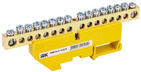 YNN10-812-16D-K05 Шина PE "земля" на DIN-изол. ШНИ 8х12-16-Д-Ж (уп.20шт.) IEK® YNN10-812-16D-K05 - фото 620723