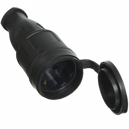 SQ0612-0002 Розетка переносная с заглушкой каучук 2Р+РЕ 16А 250В IP44 (уп.24шт.) TDM SQ0612-0002 - фото 621025