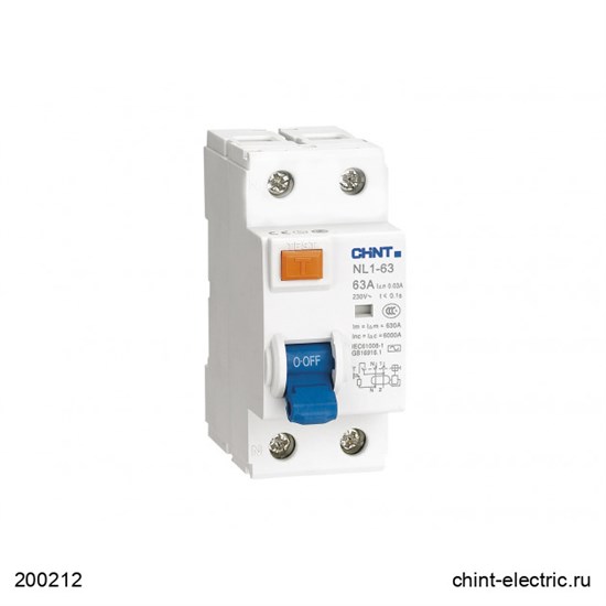 200212 NL1-63 ВДТ(УЗО) 2П 25А 30мА AC 230В 6кА CHINT® 200212 - фото 621094