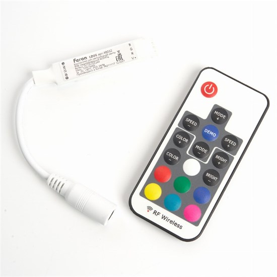 48032 LD66 Контроллер RGB min для светодиодной ленты с П/У белый, 12-24V FERON (Китай) 48032 - фото 621495