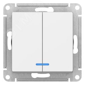 ATN001353 AtlasDesign Механизм выключателя двухклавишного с подсветкой (сх.5а), лотос (уп.5шт.) Systeme Electric (Россия) ATN001353 - фото 621561