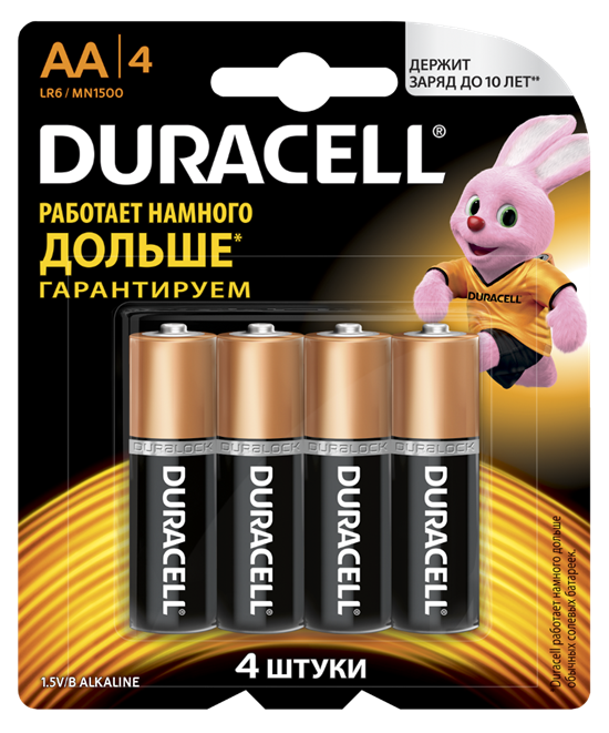 MN 1500/LR6 BP4 1,5V Basic AA Элемент питания (бл.4шт./12шт.) Duracell Б0014045 - фото 621912