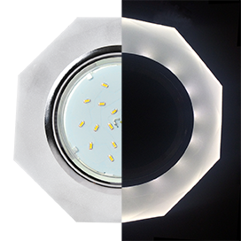 SL538AECH Ecola GX53 H4 LD5312 Glass Светильник встр., 8-угольник с прямыми гранями с подсветкой  хром - матовый 38x133 (к+) (уп.10/50шт.) SL538AECH - фото 622095