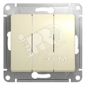 GSL000231 Glossa Трехклавишный выключатель (сх.3), бежевый, механизм (уп.20шт.) Schneider Electric GSL000231 - фото 622128