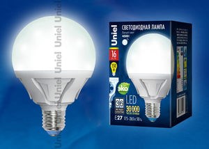 LED-G95-16W/NW/E27/FR Palazzo Лампа светодиодная "шар", матовая, белый свет (уп.20шт.) UNIEL LED-G95-16W/NW/E27/FR - фото 622136