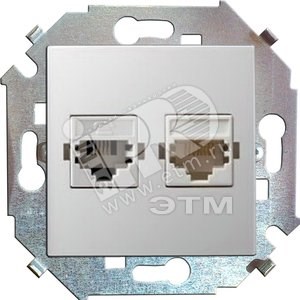 1591590-030 Розетка телефонная + компьютерная RJ11+RJ45 кат.5е, белый (уп.20шт.) Simon Electric 1591590-030 - фото 622241