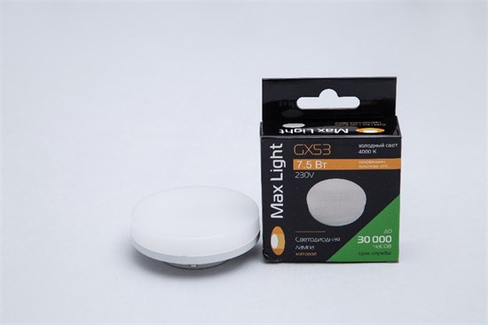 GX53 LED 7,5Вт GX53 4000К 480Лм таблетка 220В (замена 60Вт) Лампа светодиодная Max Light GX53 LED 7,5W 4000K - фото 622586